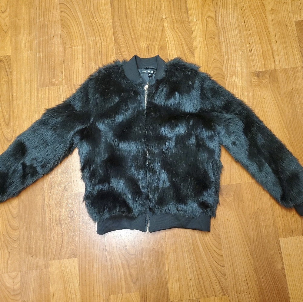 Say What? Faux Fur Bomber Jacket